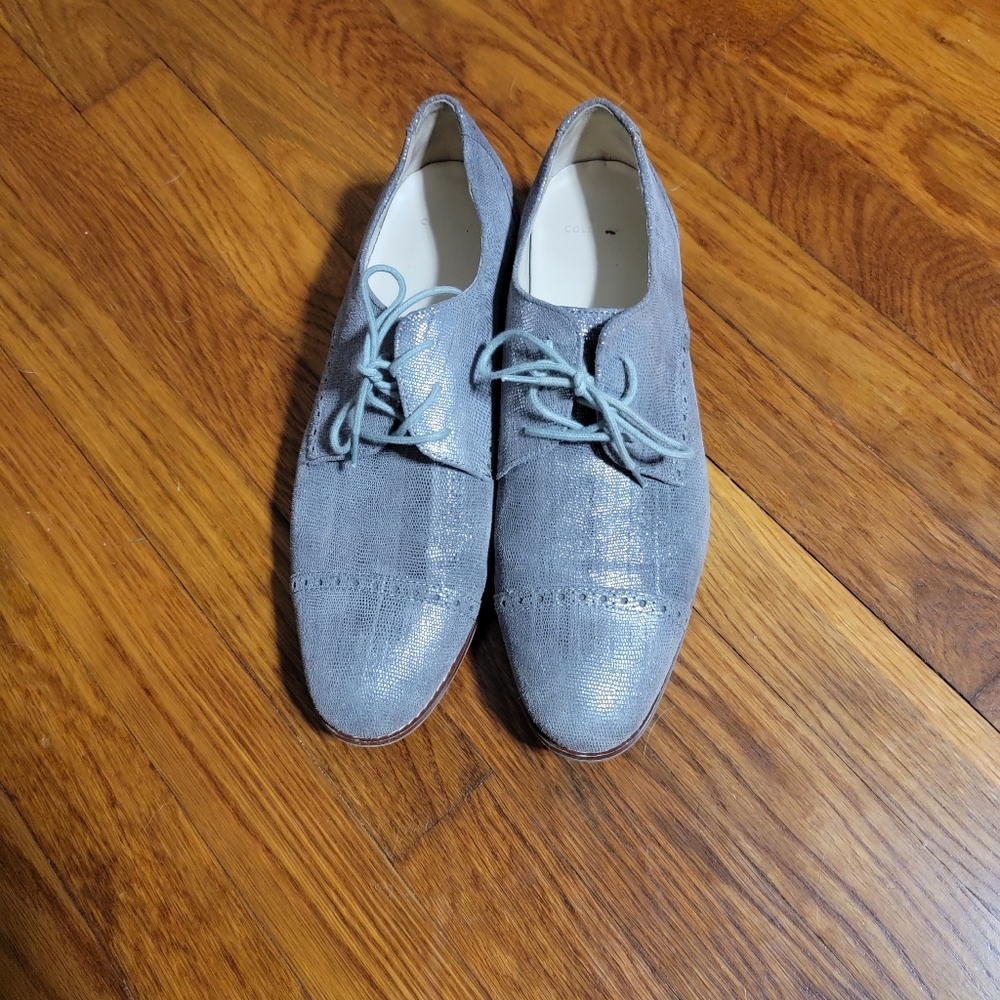 Cole Haan silver lace up oxfords.